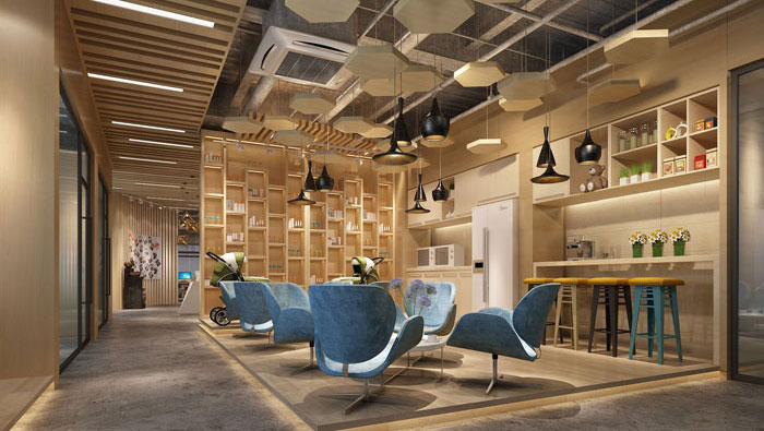 1050平方大型創(chuàng)意辦公室裝修設計案例