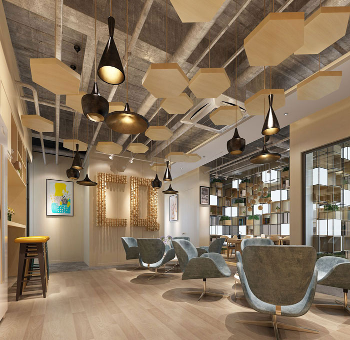 1050平方大型創意辦公室接待區域裝修設計案例效果圖