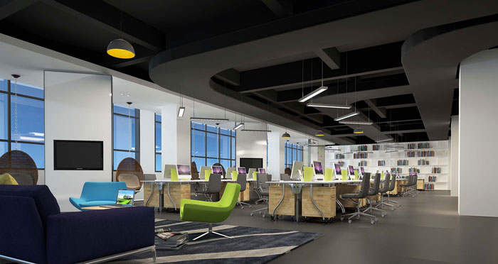 1500平方大型創意辦公室辦公區域裝修設計案例效果圖