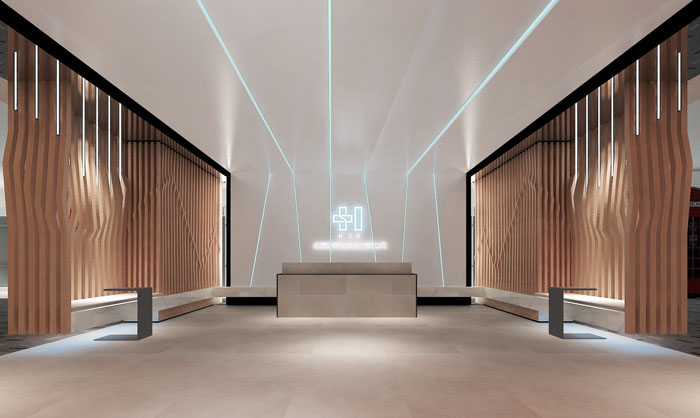 900平方中型創(chuàng)新辦公室前廳裝修設(shè)計(jì)案例效果圖