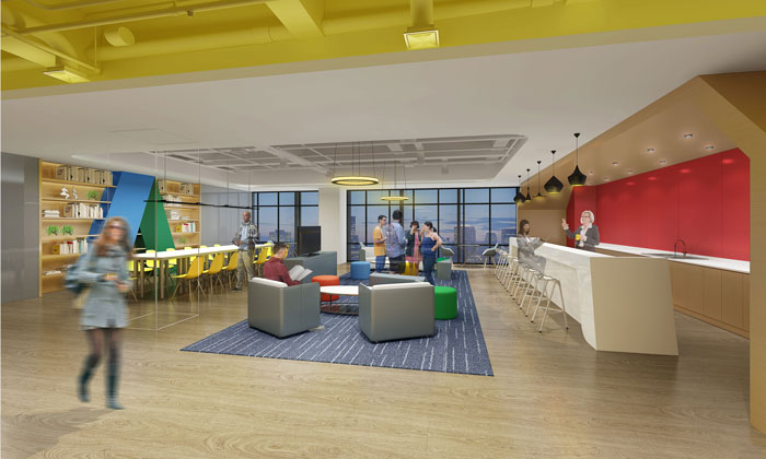 710平方中型創意辦公室茶水間裝修設計案例效果圖