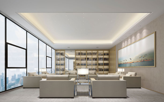 1200平方大型辦公室接待室裝修設計案例效果圖