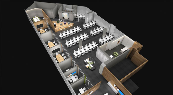 320平方小型辦公室裝修設計俯視圖