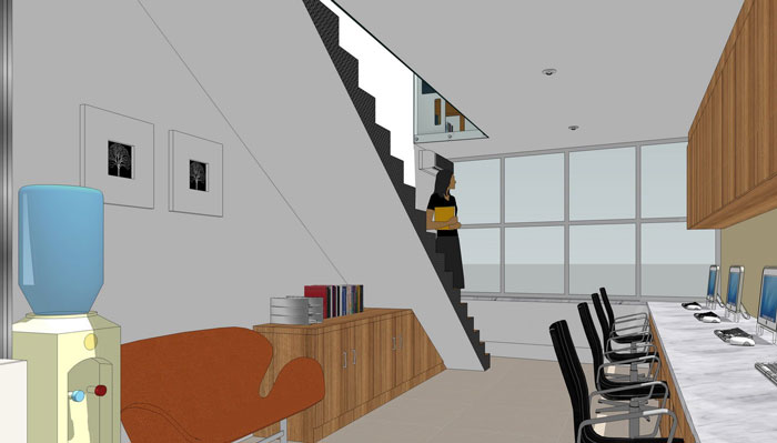 90平方loft風格辦公室樓梯區域裝修設計案例效果圖