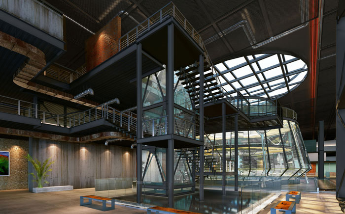 1700平方工業風辦公室實驗室裝修設計案例效果圖