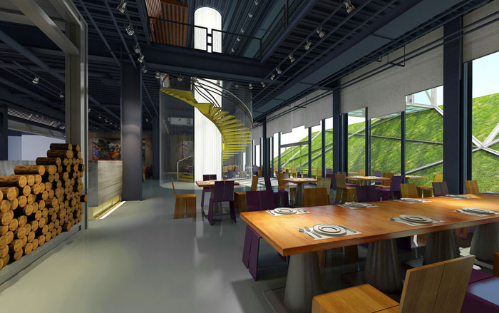 1700平方工業風辦公室茶水間裝修設計案例效果圖