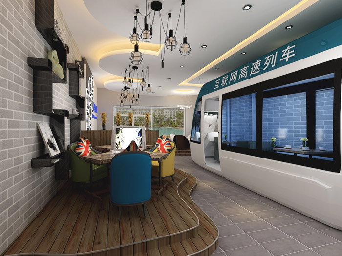 小型時尚辦公室二樓區(qū)域裝修設計案例效果圖