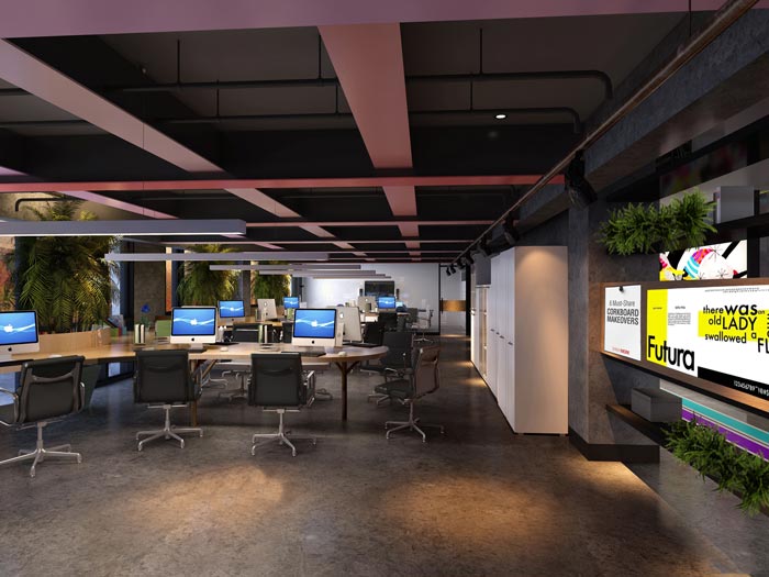 2200平方廠房辦公區域裝修設計效果圖