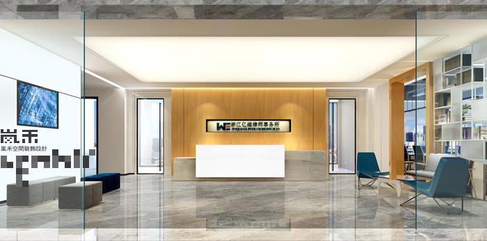 510平方中型創意辦公室前臺大廳裝修設計案例效果圖