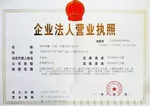 建設(shè)單位的工商營業(yè)執(zhí)照效果圖