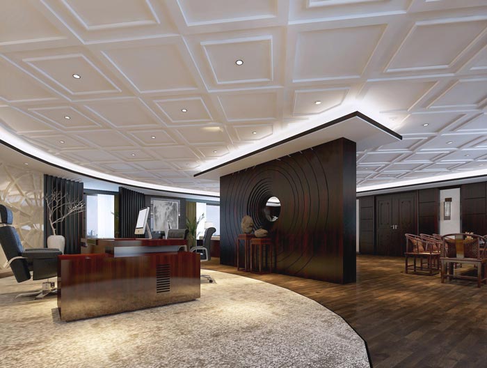 中式風格房地產管理辦公室辦公玄關裝修設計案例效果圖