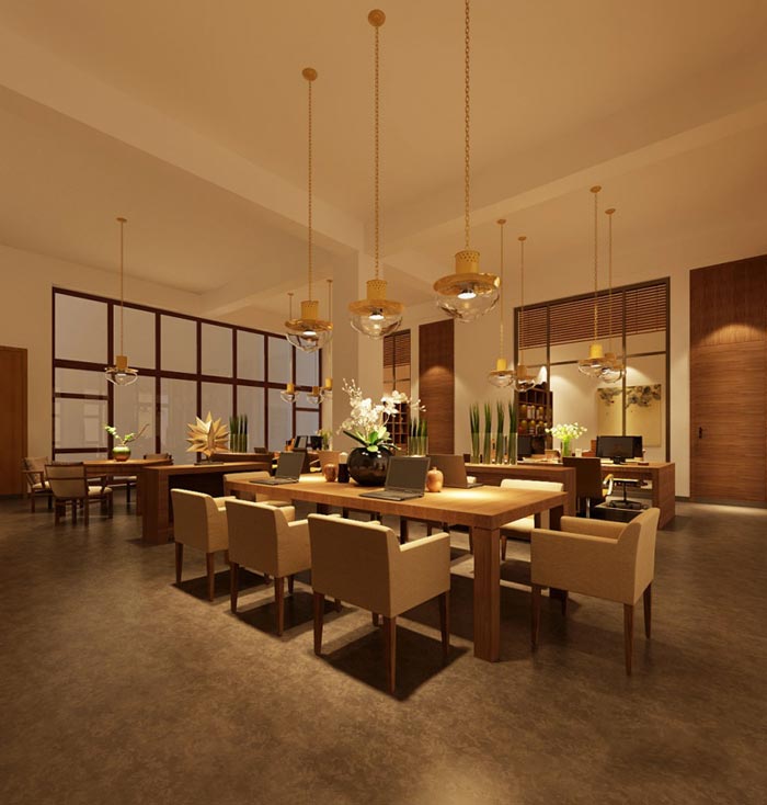 中式簡約風(fēng)格辦公室辦公區(qū)域裝修設(shè)計(jì)案例效果圖