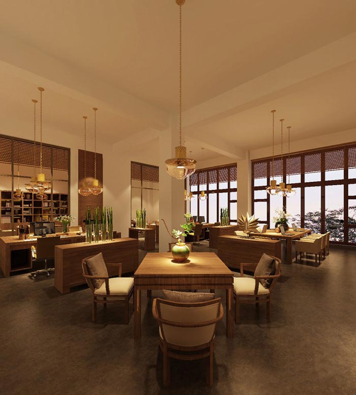 中式簡約風(fēng)格辦公室洽談區(qū)域裝修設(shè)計(jì)案例效果圖