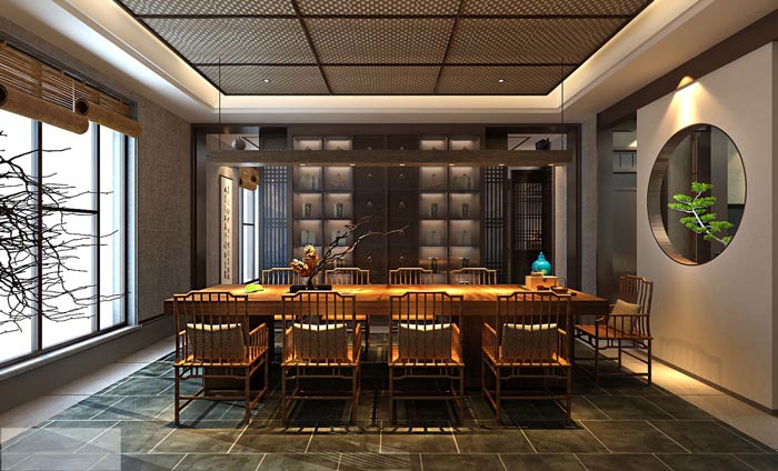 新中式辦公室辦公區裝修設計案例效果圖
