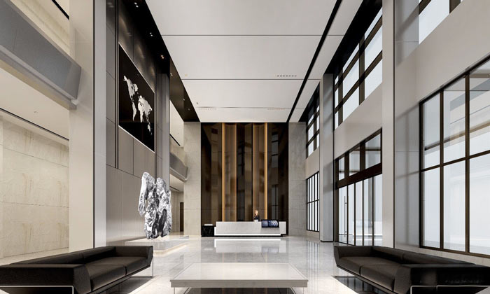 集團總部辦公室前臺裝修設計效果圖