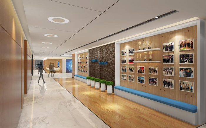 信息技術公司辦公室形象墻裝修設計效果圖