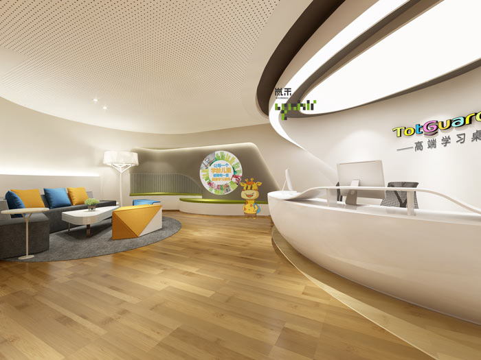 創新科技公司辦公室前臺接待區裝修設計效果圖