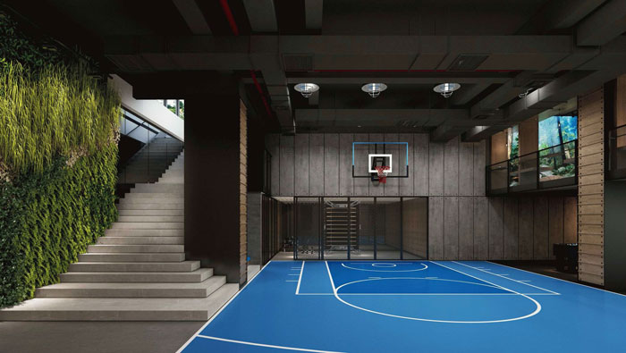 總部大樓辦公室籃球場裝修設計效果圖