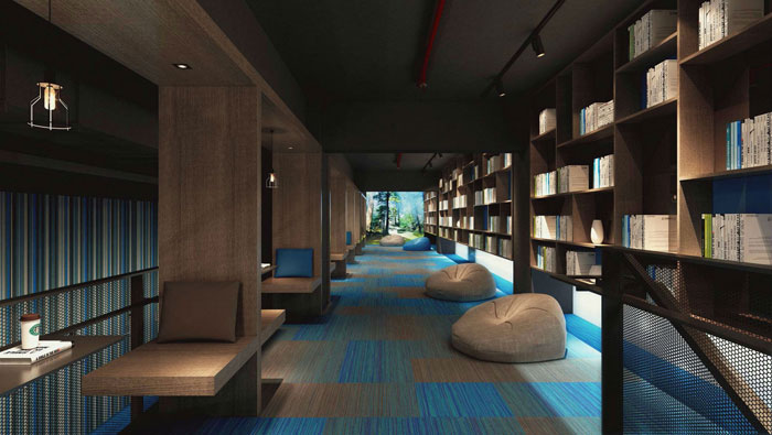 總部大樓辦公室閱讀區裝修設計效果圖