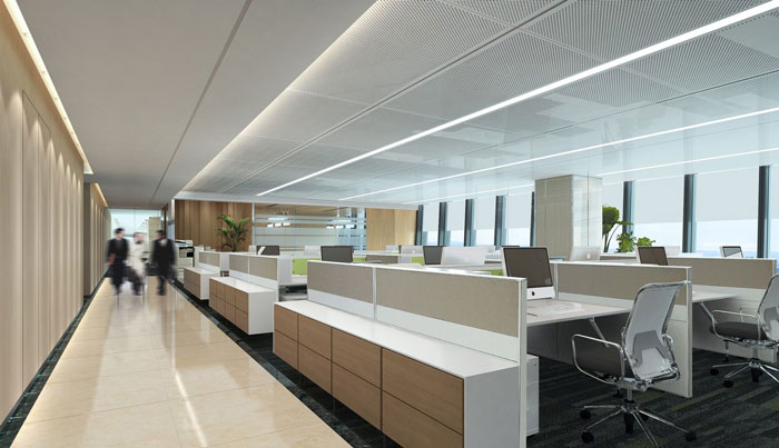 集團寫字樓辦公室辦公區裝修設計效果圖