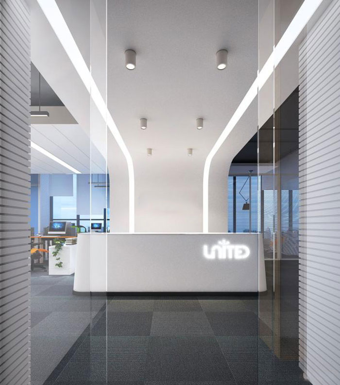 能源集團公司辦公室前臺裝修設計效果圖