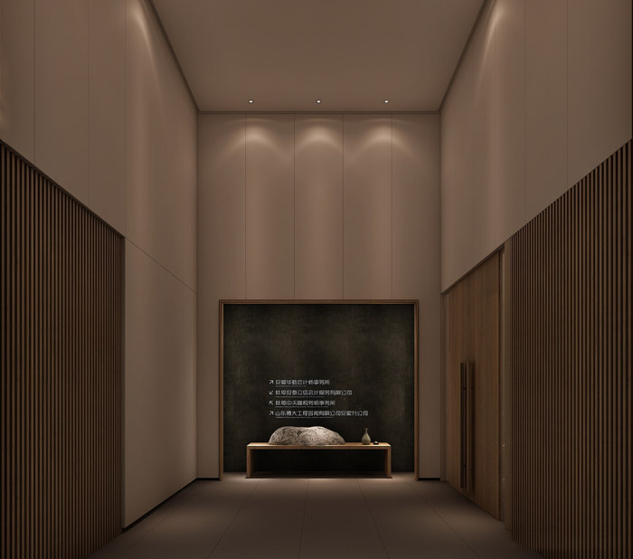 新中式辦公室入口設計效果圖