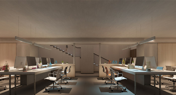 新中式辦公室辦公區設計效果圖