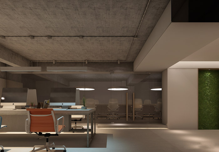 新中式辦公室辦公區設計效果圖