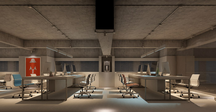 新中式辦公室辦公區設計效果圖