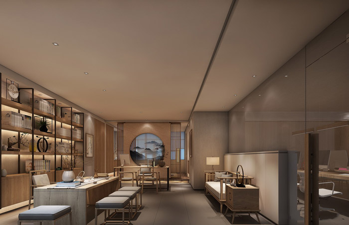 新中式總經理辦公室設計效果圖