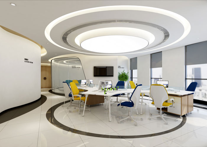 杭州茶飲公司辦公室辦公區(qū)裝修設計效果圖