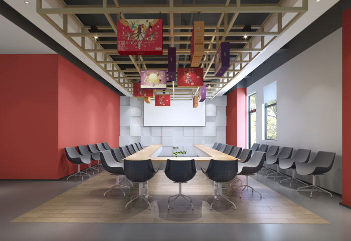 杭州食品公司辦公室大會議室裝修設計效果圖
