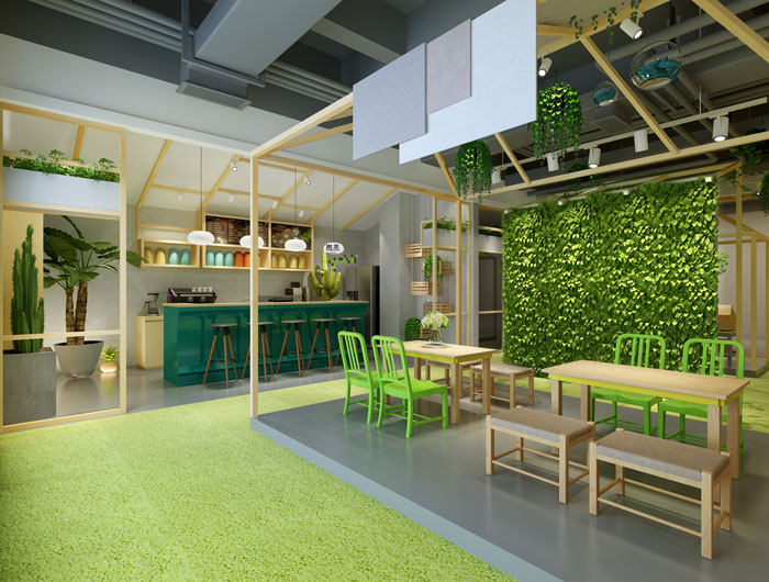 杭州食品公司辦公室休息區裝修設計效果圖