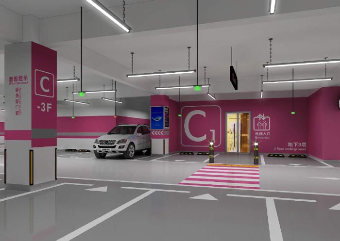 寫(xiě)字樓地下停車(chē)場(chǎng)效果圖